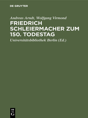 cover image of Friedrich Schleiermacher zum 150. Todestag